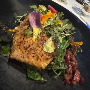 LB Steak - My Salmone! Seared Swiss Chard Spinach! Pomegranate Pico de Gallo! High Tech Biz Lunch Chatbots+AI! @LB Steak Santana Row SJ CA Thur 3/28/24 - Steakhouses Near Me - San Jose, California