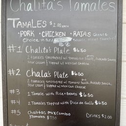 Chalita's Tamales Menu Chalita's Tamales Menu