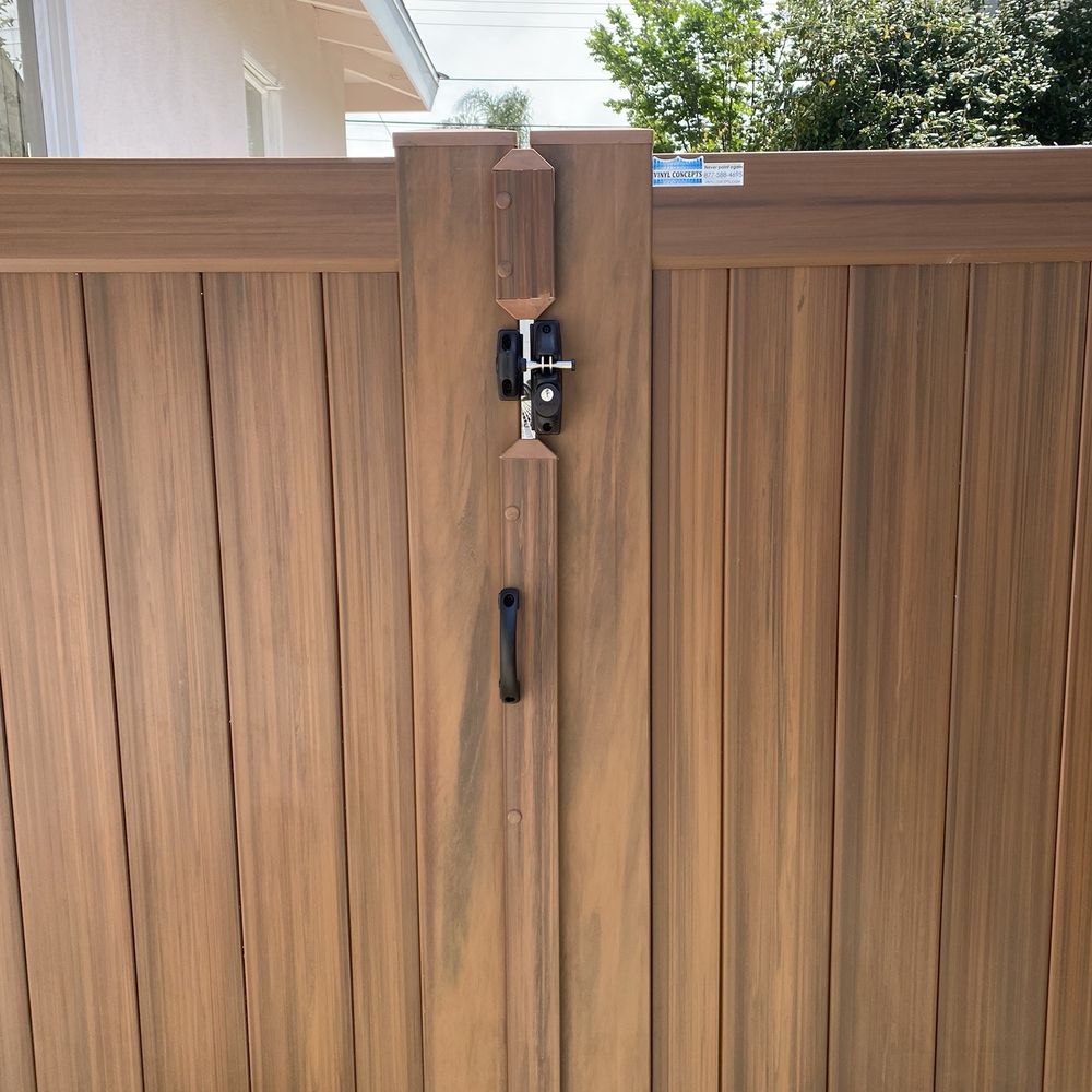 Vinyl Concepts - Front view Driveway gate - Fences & Gates Near Me - Torrance, California Vinyl Concepts - Front view Driveway gate - Fences & Gates Near Me - Torrance, California