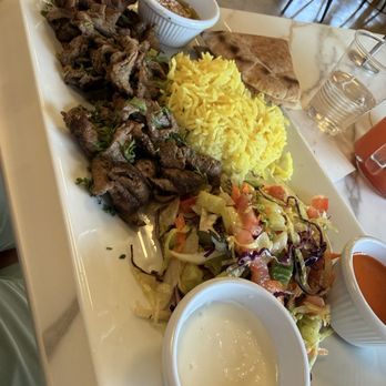 Meza n Moka - Lamb Shawarma Plate - the rice is fluffy and butter very delicious plate, the salad needs a bit more salt for us but that was an easy fix. - Mediterranean Near Me - Livermore, California Meza n Moka - Lamb Shawarma Plate - the rice is fluffy and butter very delicious plate, the salad needs a bit more salt for us but that was an easy fix. - Mediterranean Near Me - Livermore, California