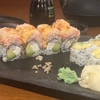 Koi Sushi - Shrimp Tempura, Avo, CC, topped with Spicy Kani and a sweet and spicy drizzle. - Sushi Bars Near Me - Glen Burnie, Maryland Koi Sushi - Shrimp Tempura, Avo, CC, topped with Spicy Kani and a sweet and spicy drizzle. - Sushi Bars Near Me - Glen Burnie, Maryland