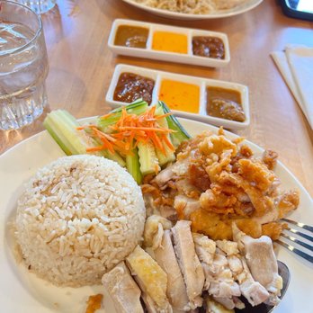 Luck Gai Cafe - Small size of Hainan chicken rice  Grilled and fried chicken  Pretty big portion for one person - Chicken Shop Near Me - Anaheim, California