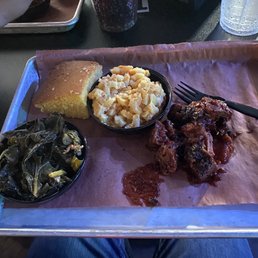 Burnt ends, corn bread, collard greens, Mac and cheese Burnt ends, corn bread, collard greens, Mac and cheese
