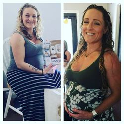 Vitality Macros - Right 2015: 36 wks prego, 60# weight gain. No plan. 1 year to lose. Left 2018: 38 wks prego, 28# weight gain. VM plan. 6 weeks to lose.