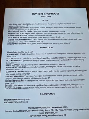 Menu photo 3 Hunters Chophouse Estes Park, CO
