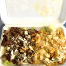 Chicken and lamb over salad.