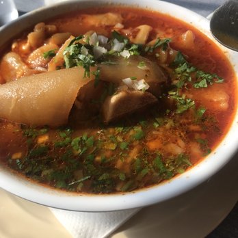 Taqueria El Grullo - Menudo with Pata - that's a pig foot full of collagen!! - Mexican Near Me - Oakland, California Taqueria El Grullo - Menudo with Pata - that's a pig foot full of collagen!! - Mexican Near Me - Oakland, California