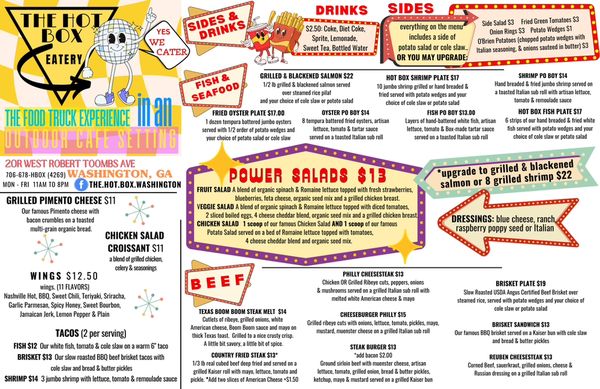 Menu photo 2 The Hot Box Eatery & Tap Washington, GA