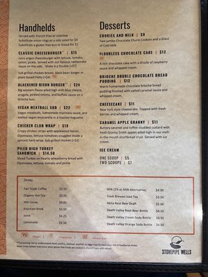 Menu photo 3 Badwater Saloon Death Valley, CA