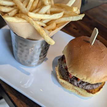 Finney's Crafthouse - Bison Burger with Fries - New American Near Me - Anaheim, California Finney's Crafthouse - Bison Burger with Fries - New American Near Me - Anaheim, California