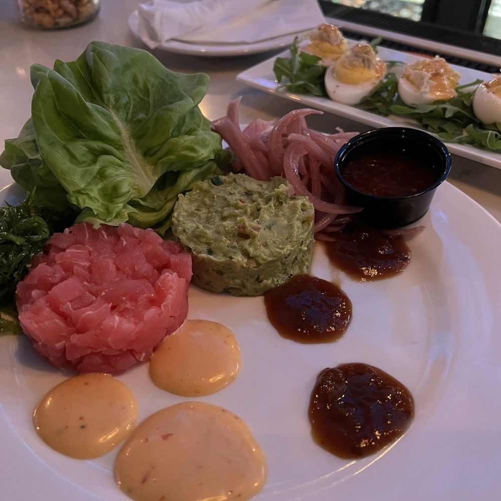 crab deviled eggs and tuna taretare lettuce wraps crab deviled eggs and tuna taretare lettuce wraps