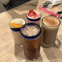 Mango Madness Frost, Strawberry Almond Frost, Strawberry Lime, Apple Cider Tea Mango Madness Frost, Strawberry Almond Frost, Strawberry Lime, Apple Cider Tea