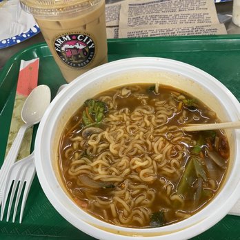 Bowl & Roll - a bowl of ramen and a drink on a tray - Asian Fusion Near Me - Nashville, Tennessee