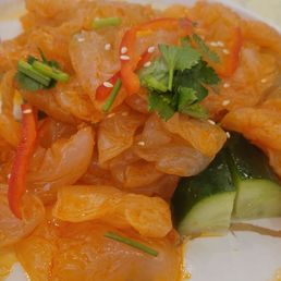 Jelly Fish salad tasted clean with just enough spice Jelly Fish salad tasted clean with just enough spice