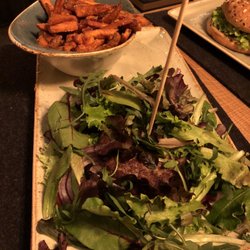 Hans im Glück - Classic beef burger without bun, salad and sweet potato fries