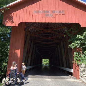 Busching Covered Bridge - Approaching from the state park side - Landmarks & Historical Buildings Near Me - Versailles, Indiana Busching Covered Bridge - Approaching from the state park side - Landmarks & Historical Buildings Near Me - Versailles, Indiana