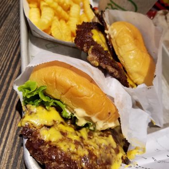 Shake Shack Seaport - Shackburger, Smokeshack, fries, and oreo milkshake - Burgers Near Me - Boston, Massachusetts Shake Shack Seaport - Shackburger, Smokeshack, fries, and oreo milkshake - Burgers Near Me - Boston, Massachusetts