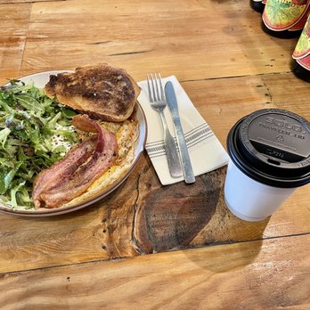 Lucy's snackbar - Bacon and eggs.  Coffee and some salad. - Coffee & Tea Near Me - Corpus Christi, Texas