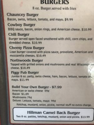Menu photo 5 Chauncey's Pub Hillman, MI