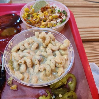 Cattleack Barbeque - Sorry i started eating. Sides were yum! Street corn and mac and cheese - Barbeque Near Me - Dallas, Texas