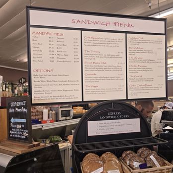Corti Brothers - Menu that shows the sandwich options - Grocery Near Me - Sacramento, California