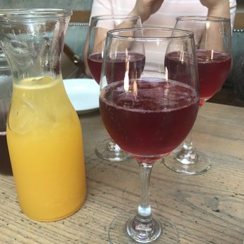 Via 13 - Glass of Hibiscuis mimosa and carafe of Paloma - Italian Near Me - New York, New York Via 13 - Glass of Hibiscuis mimosa and carafe of Paloma - Italian Near Me - New York, New York