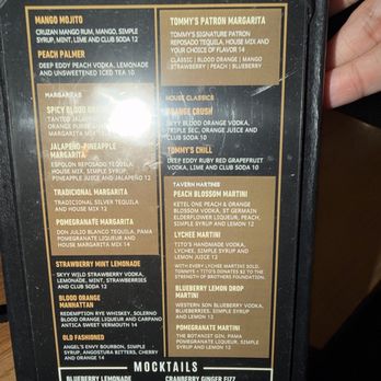 Tommy’s Tavern + Tap - Cocktail menu - Wine Bars Near Me - Wayne, New Jersey
