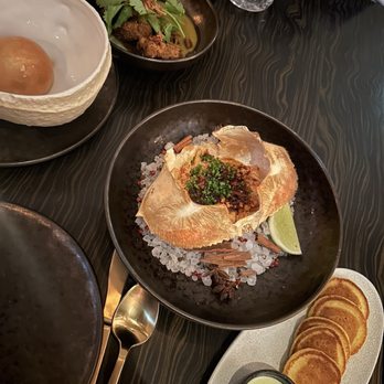 Dōgon - Hoe Crab, lamb starter, coco bread. - Caribbean Near Me - Washington, DC, District of Columbia