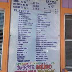 Snow Cones - The menu!