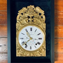 Magazine Street Framing - Antique clock framed in black velvet shadow box