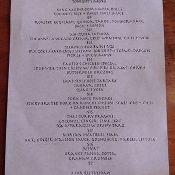 Pinkerton Snack Bar - The menu the day I was there. - Tapas/Small Plates Near Me - Toronto, Ontario