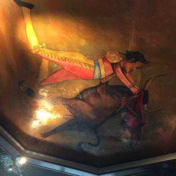 Moss Beach Distillery - The Matador and Bull mural on the ceiling. - Seafood Near Me - Moss Beach, California