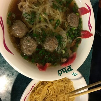 Pho Tai - #15 w/ meatballs and egg noodles on the side. i know lol im strange but thats the way i like to eat my soup with dabbles of chili oil - Vietnamese Near Me - Bremerton, Washington