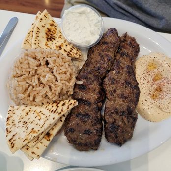Santorini - Beef Kafta Lebanese Plate - Greek Near Me - Las Cruces, New Mexico Santorini - Beef Kafta Lebanese Plate - Greek Near Me - Las Cruces, New Mexico