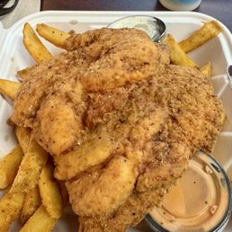 Chicken Tenders that were actually three huge breasts, and enough fries for two people