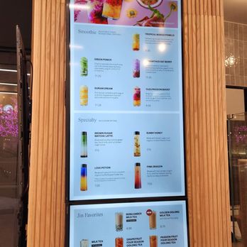 Jin Tea Shop - Menu which is located on the left next to the door as youre talking to the barista - Juice Bars & Smoothies Near Me - Anaheim, California