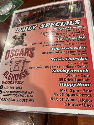 Menu photo 3 Oscar’s Alehouse Woodstock, MD Menu photo 3 Oscar’s Alehouse Woodstock, MD