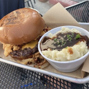 H Brothers - Western Burger + mashed potatoes w/gravy - Comfort Food Near Me - Escondido, California H Brothers - Western Burger + mashed potatoes w/gravy - Comfort Food Near Me - Escondido, California