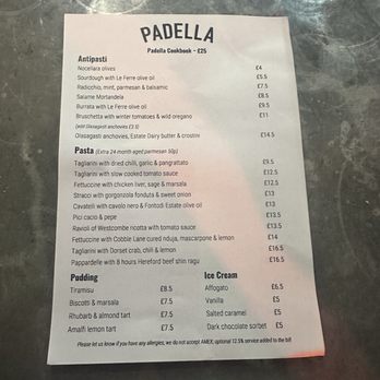 Padella - Menu - Italian Near Me - London, XGL