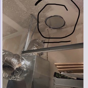 Lanz Plumbing, Heating & Cooling - Here I explained the mistakes in the ceiling in the circled area and you can SEE cold-hot-dust gets into my garage. - Heating & Air Conditioning/HVAC Near Me - Champaign, Illinois Lanz Plumbing, Heating & Cooling - Here I explained the mistakes in the ceiling in the circled area and you can SEE cold-hot-dust gets into my garage. - Heating & Air Conditioning/HVAC Near Me - Champaign, Illinois