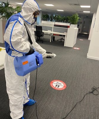 Disinfectant cleaning - Electrostatic fogger machines are proven to be the safest way to sanitize any space from Covid-19 and any other virus', not only will the fog clean all surfaces hard and soft(carpet or any fabric) but it also destroys and viral or bacterial molecules in the air. Protect yourself and staff in these troubling uncertain times by calling us today to get your place of business sanitized! Disinfectant cleaning - Electrostatic fogger machines are proven to be the safest way to sanitize any space from Covid-19 and any other virus', not only will the fog clean all surfaces hard and soft(carpet or any fabric) but it also destroys and viral or bacterial molecules in the air. Protect yourself and staff in these troubling uncertain times by calling us today to get your place of business sanitized!