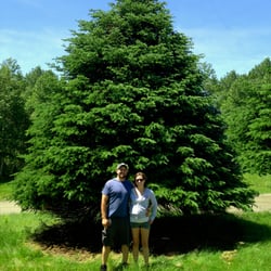 Uncle Steve's Christmas Trees - Uncle Steve and Kelly with one of our extra tall Christmas trees worthy of display on The White House lawn.
