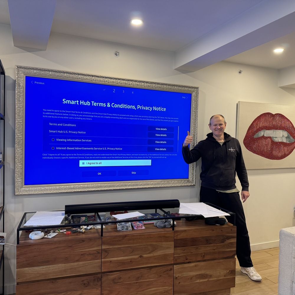 He did an amazing job hanging our 85 inch Samsung Frame TV! He did an amazing job hanging our 85 inch Samsung Frame TV!
