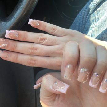 Eva Nails - acrylic different designs with glitter and square shape! - Nail Salons Near Me - El Cajon, California Eva Nails - acrylic different designs with glitter and square shape! - Nail Salons Near Me - El Cajon, California