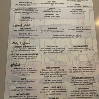 Cousin's Restaurant - Menu - Seafood Near Me - Ocean City, New Jersey