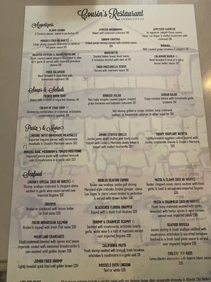 Menu photo 1 Cousin's Restaurant Ocean City, NJ