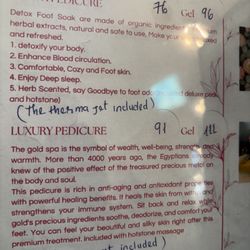 No 1 Nail & Spa - Prices handwritten
