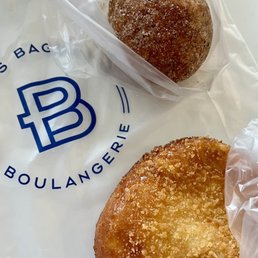 [top to bottom] sweet rice donut with red bean paste; crab meat croquette