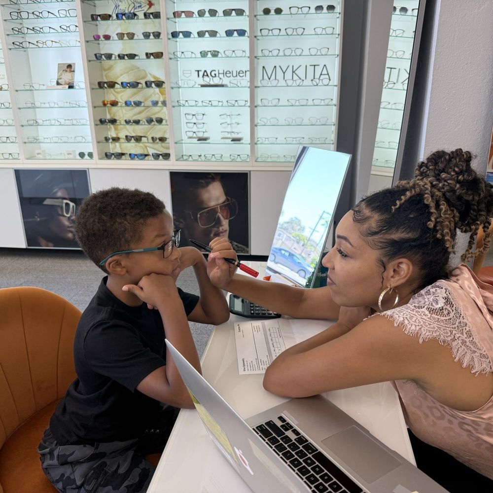 Our son getting measured for his new glasses! Our son getting measured for his new glasses!