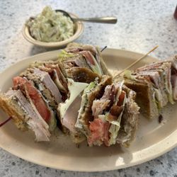 Dixon Diner - Turkey Club and potato salad.